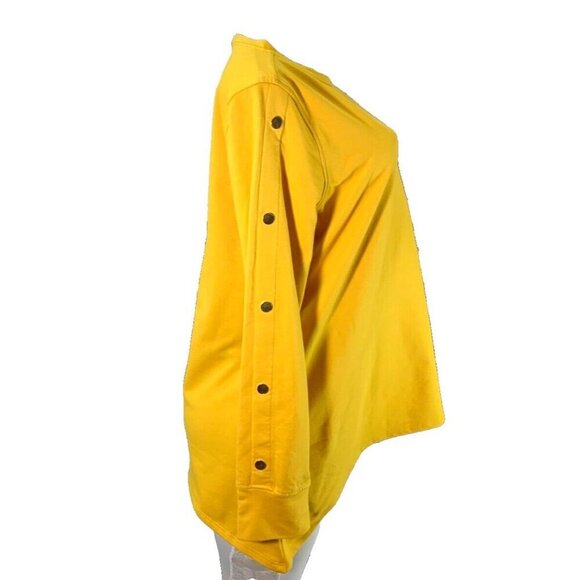 Cappagallo L Sunset Yellow Crew Neck SharkBite Hem Long Studded Sleeve Riley Top - Picture 3 of 6